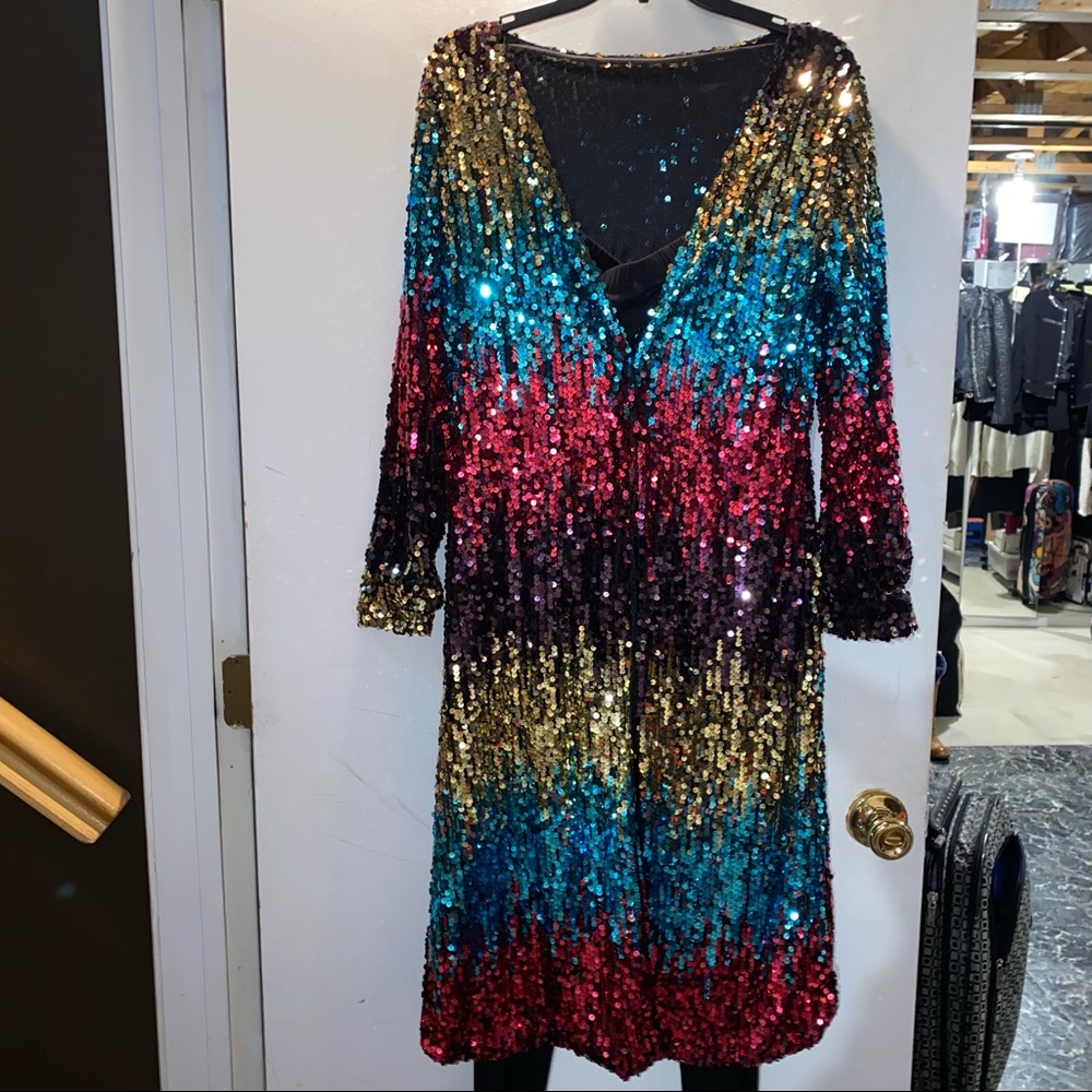 Multi colored Sequin Sweater - L